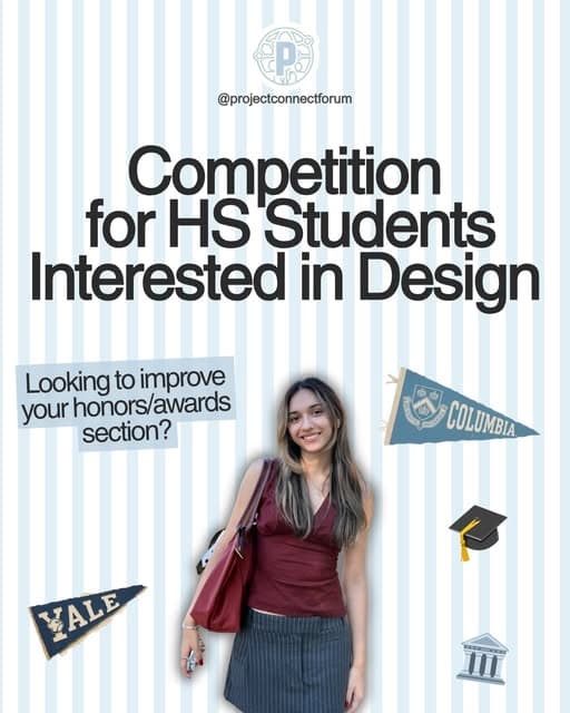 PCF design competition guide with blue stripes, Andra, and college pennants